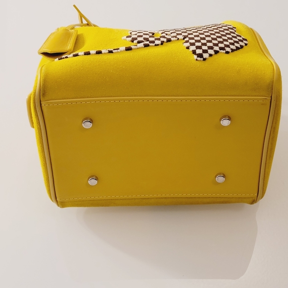 LOUIS VUITTON Speedy 20 Cube Illusion Fleur Yellow Suede pre owned - Picture 8 of 16